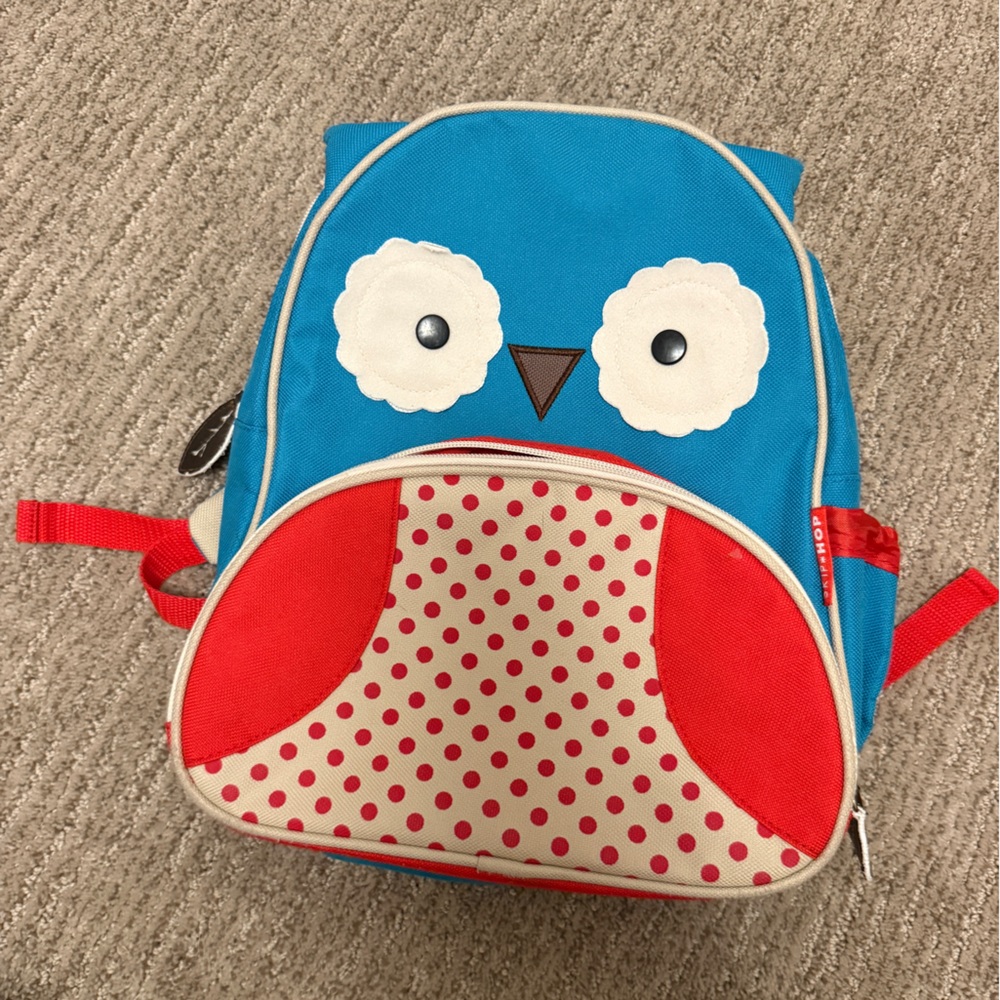 Skip Hop Owl Backpack - Blue, Red, and Cream